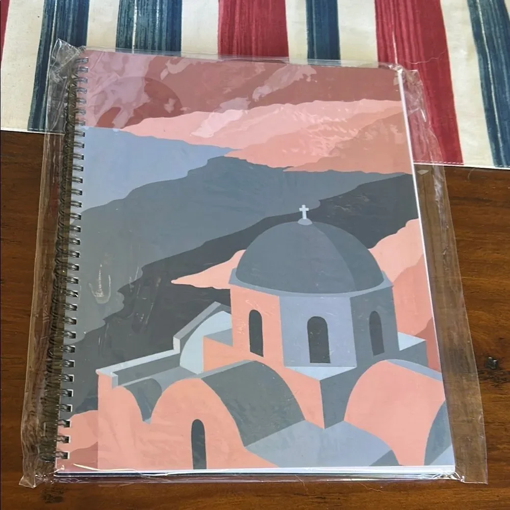 Elyse Breanne Santorini Gray and Pink Spiral Notebook new